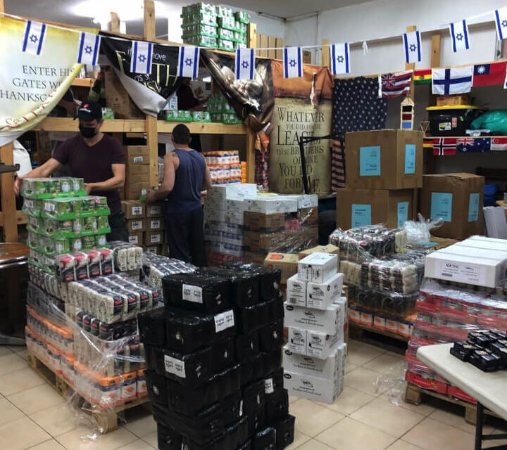 Warehouse of donations and food to be delivered to people in need